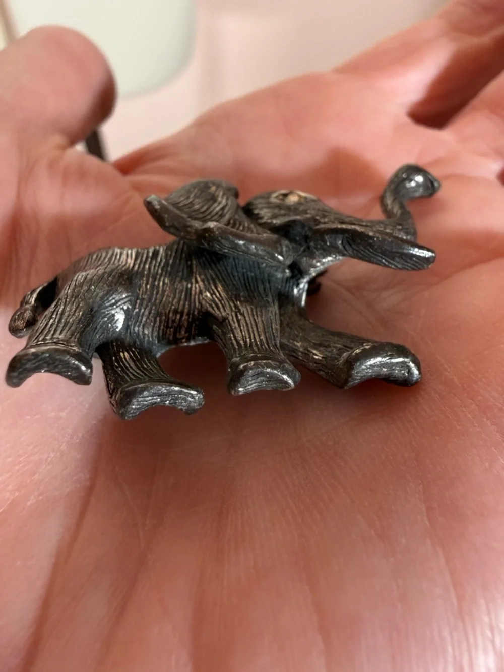 Vintage Hobe' Silver Elephant Lucky trunk up Brooch
